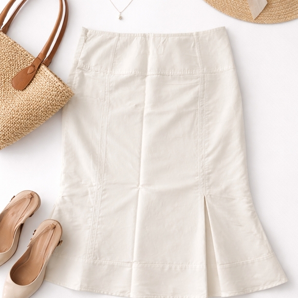 Anthropologie Ivory Knee-Length Midi Skirt NWT Size 2 | Spring Resort - Picture 6 of 10
